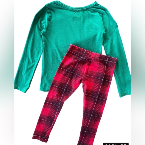 George Girls Christmas 2pc Outfit - Long Sleeve  Shirt & Leggings 4-5T - Picture 4 of 7